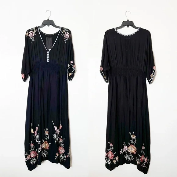 Johnny Was Pete and Greta Oversized Sleeveless Floral Embroidered Midi Dress - Picture 2 of 11